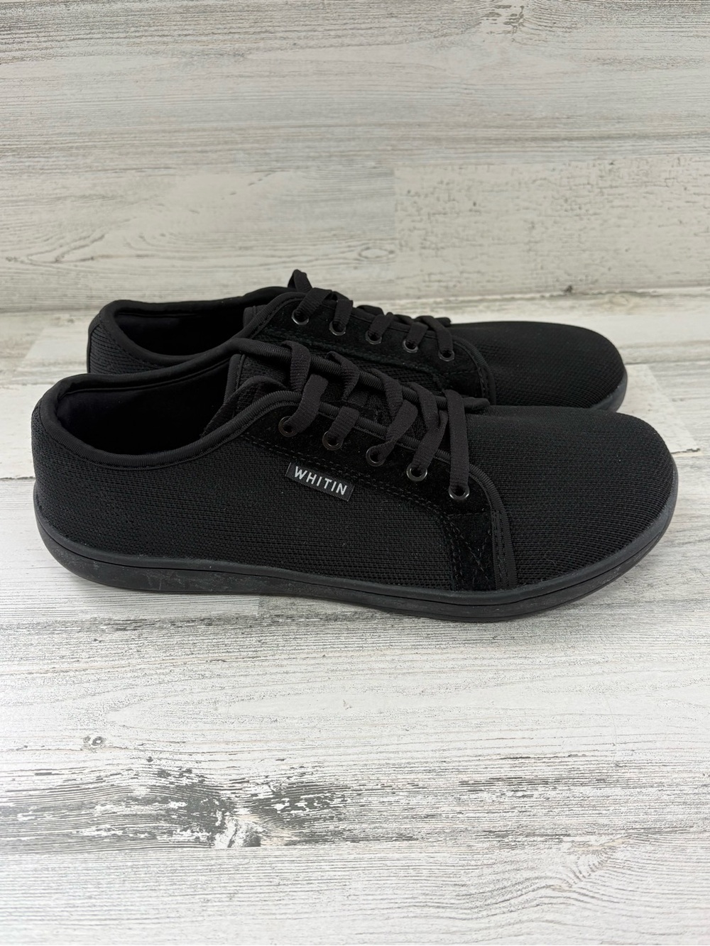 Whitin Women’s Size 43 EU Size 10US Wide Lace Up Minimalist Sneaker Black NWOT